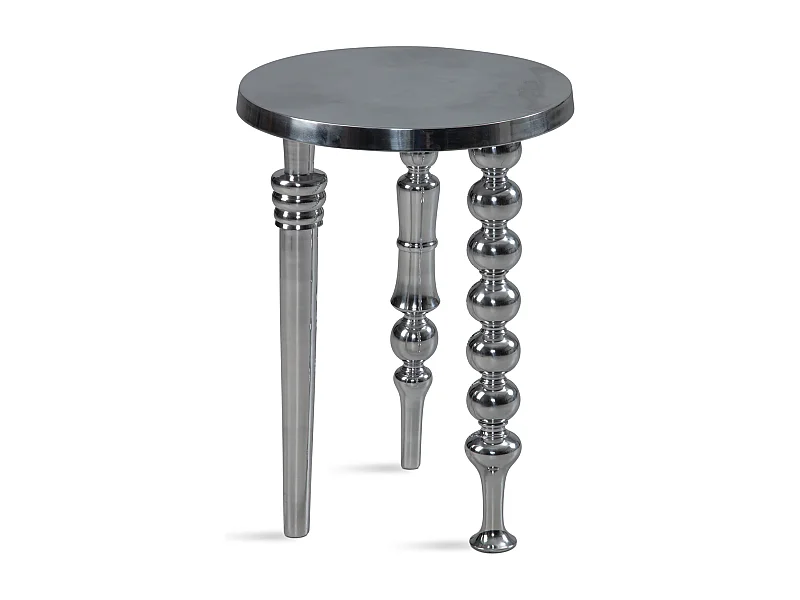 Bijzettafel - Aluminium/Zilver 44x44x63 cm - Driepoot design met unieke uitstraling