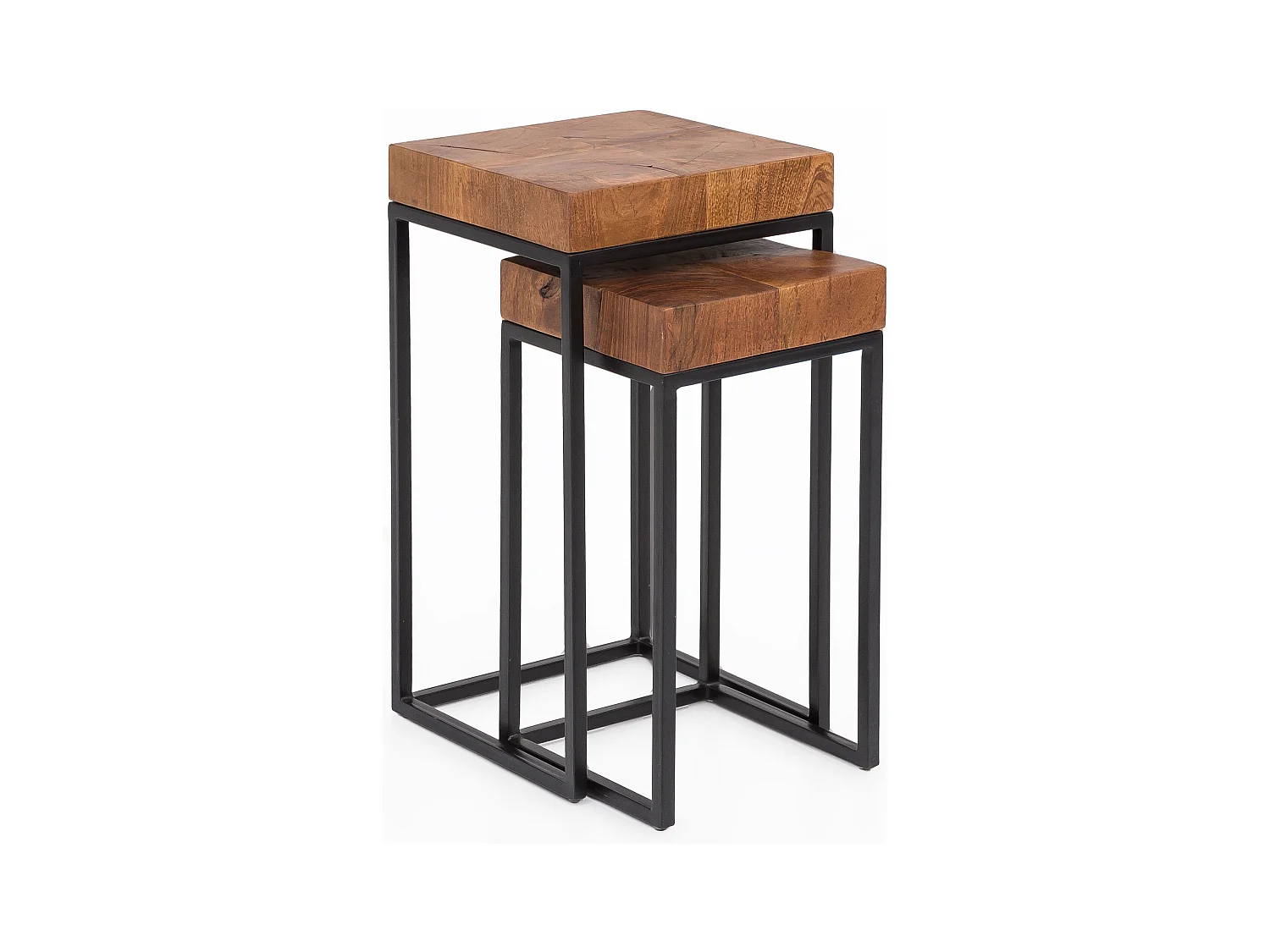 Niestafelset WL5.660 - Sheesham hout bruin - Uniek industrieel design