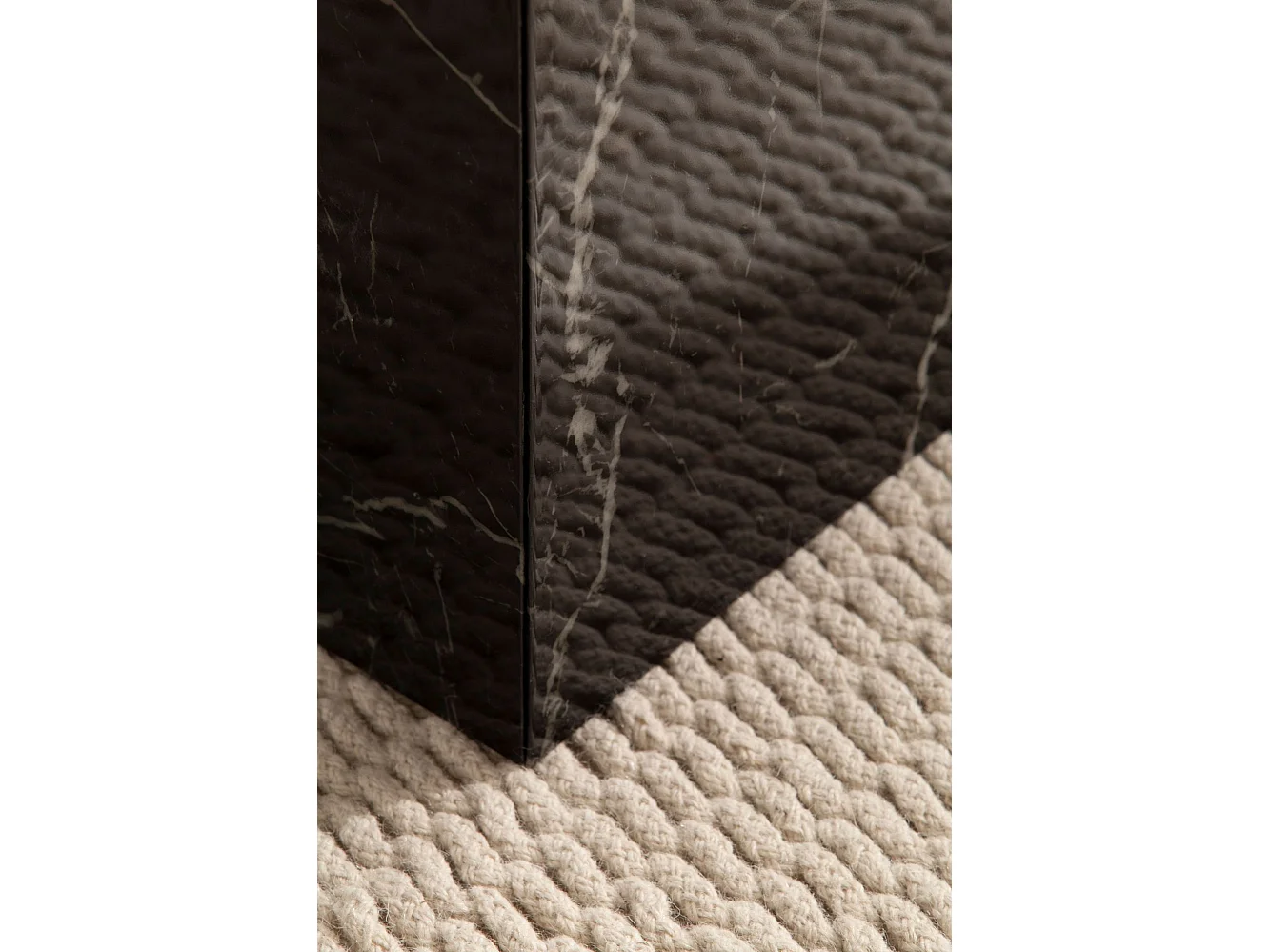 Tables Gigognes MONOBLOC Ensemble Deux Pièces Noir Aspect Marbre Brilliant, Table de Salon Set de