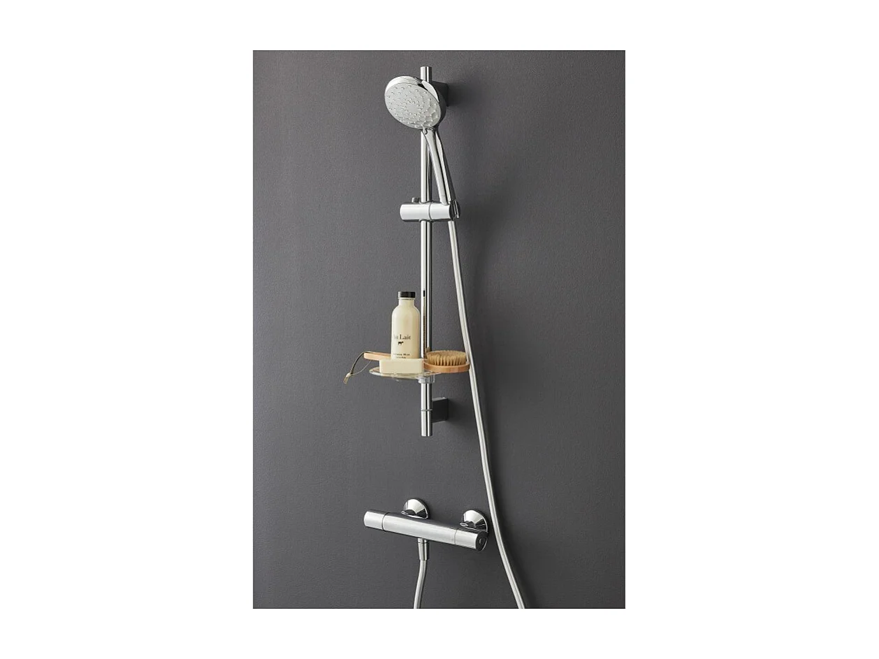 Mitigeur de douche thermostatique JACOB DELAFON Simone + barre + pommeau de douche + nettoyant