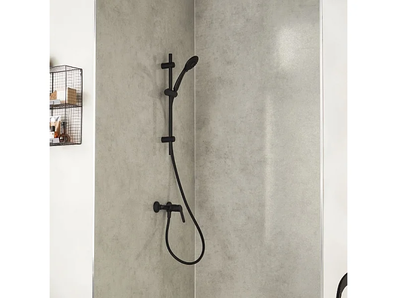 Pack mitigeur de douche mécanique JACOB DELAFON Aimé noir + barre + pommeau + nettoyant