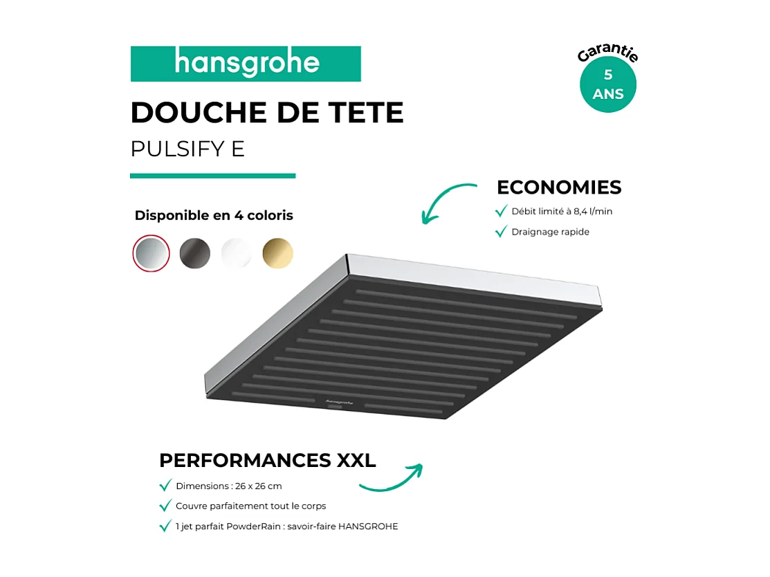 Douche de tête HANSGROHE Pulsify E  260 EcoSmart Chromé