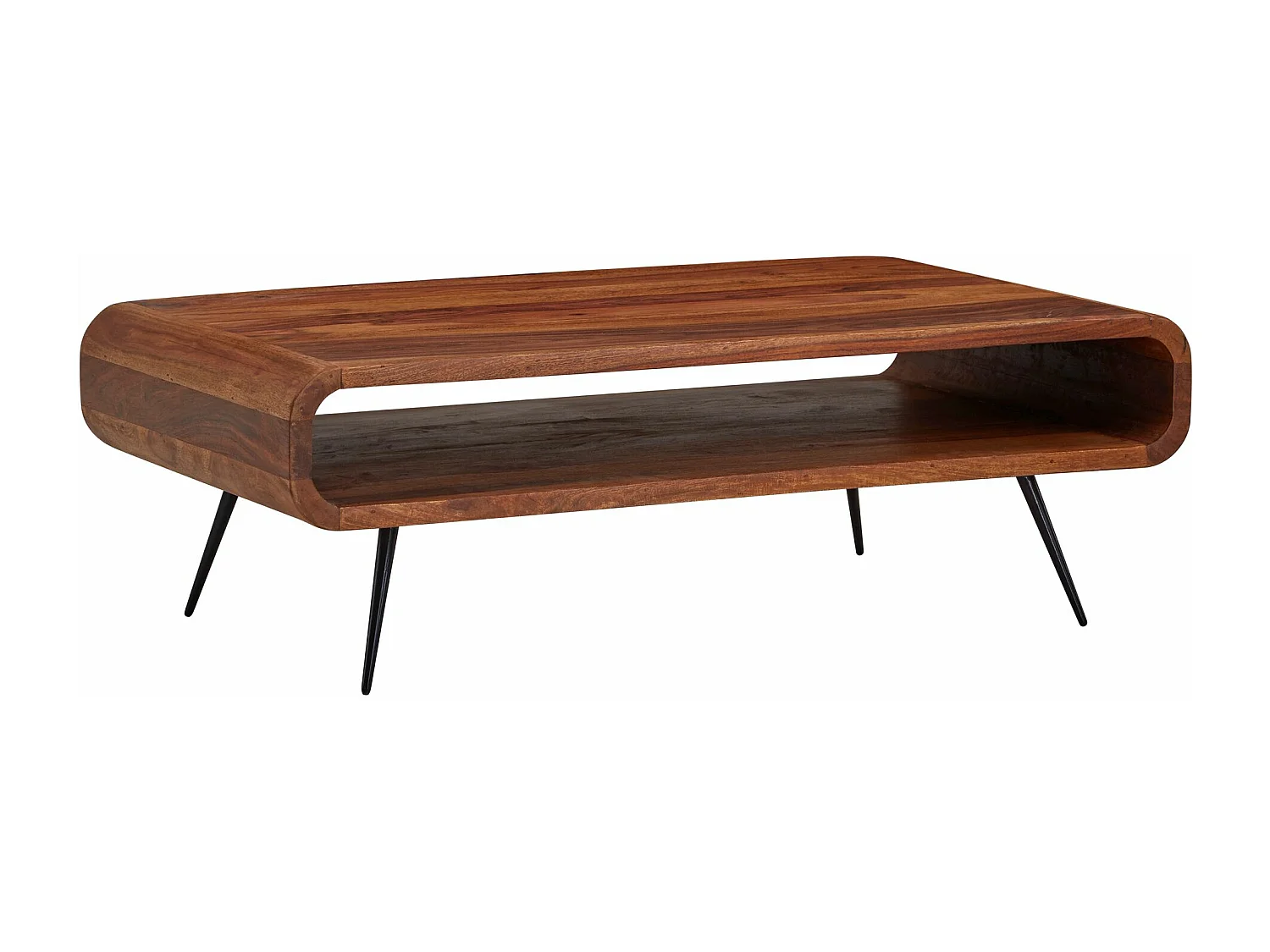 Table Basse de Salon Sheesham Bois Massif et Métal 90x55x30 cm Rectangulaire | Table de Canapé