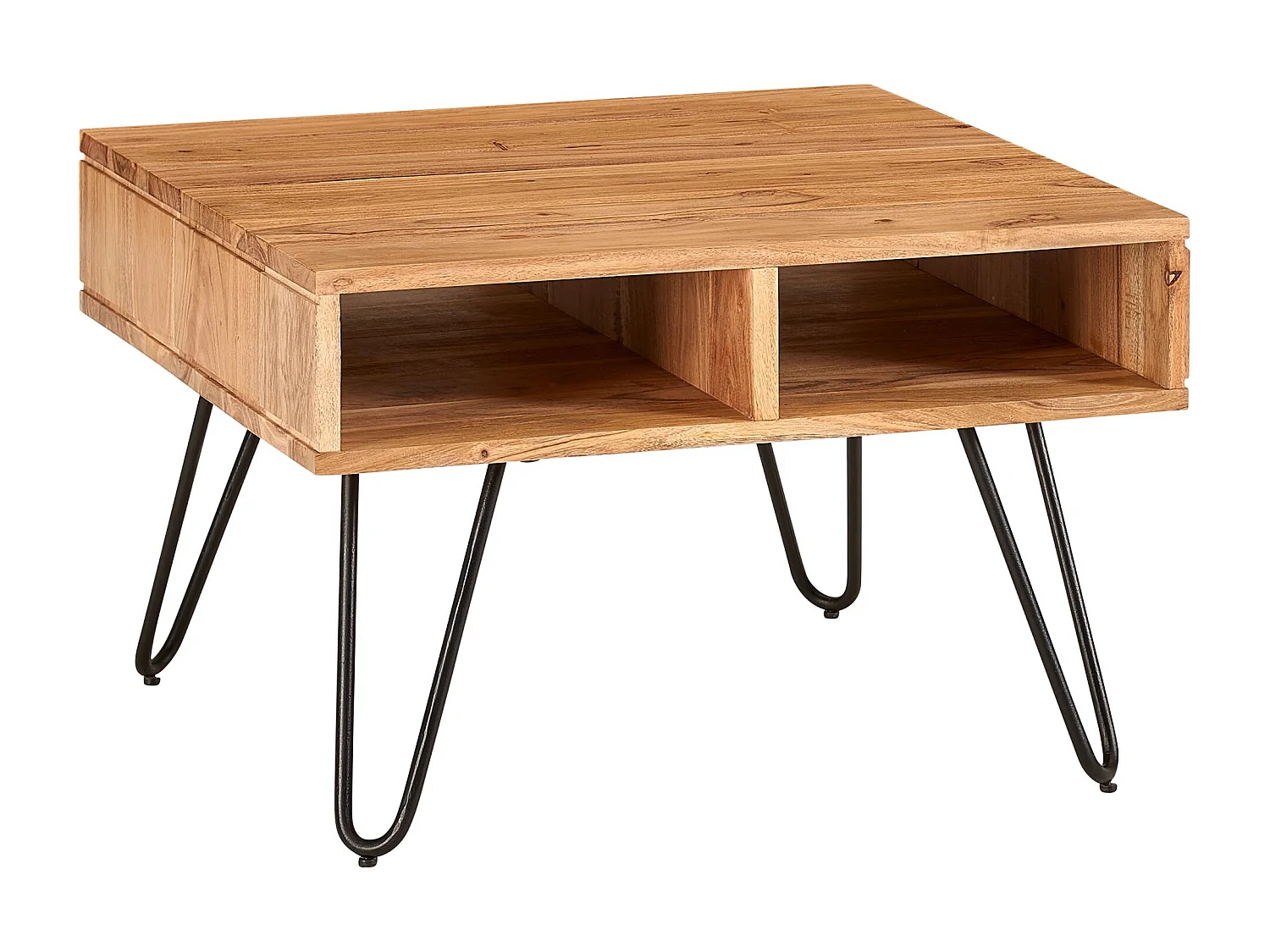 table basse 60x40x60 cm acacia bois massif / métal table basse design angulaire | Table en bois