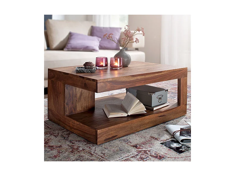 Table basse  Mumbai en bois massif de Sheesham 90 X 60 X 40 Cm