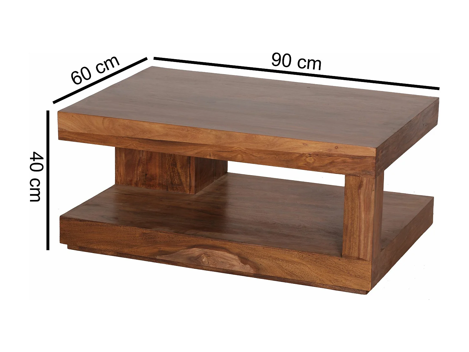 Table basse  Mumbai en bois massif de Sheesham 90 X 60 X 40 Cm
