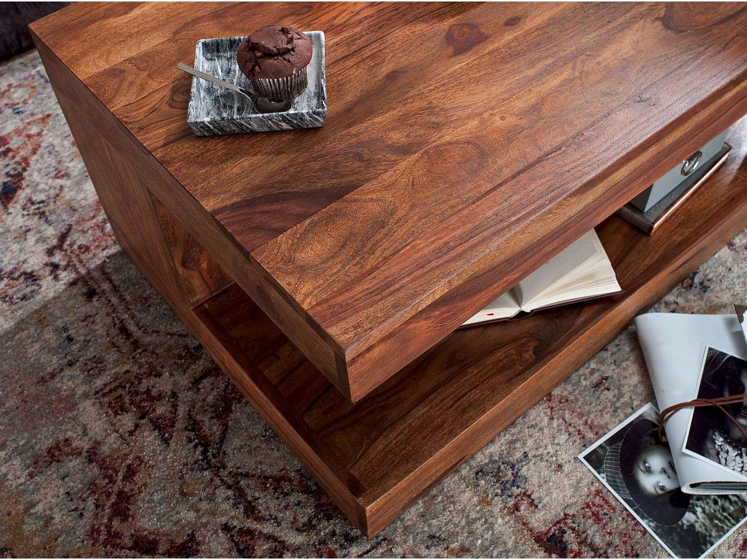 Table basse  Mumbai en bois massif de Sheesham 90 X 60 X 40 Cm