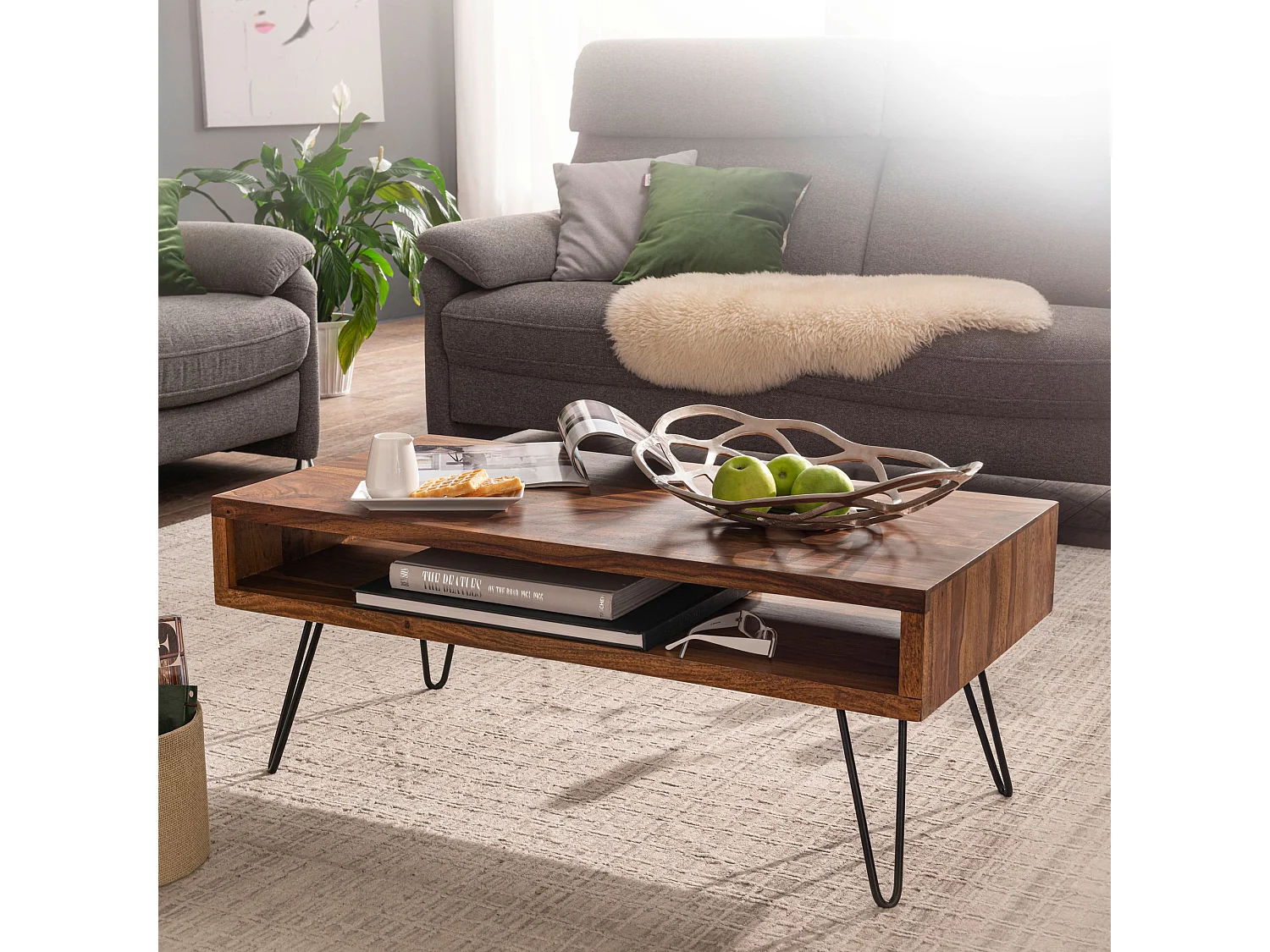 basse  100x40x50 cm Table basse en bois massif / métal