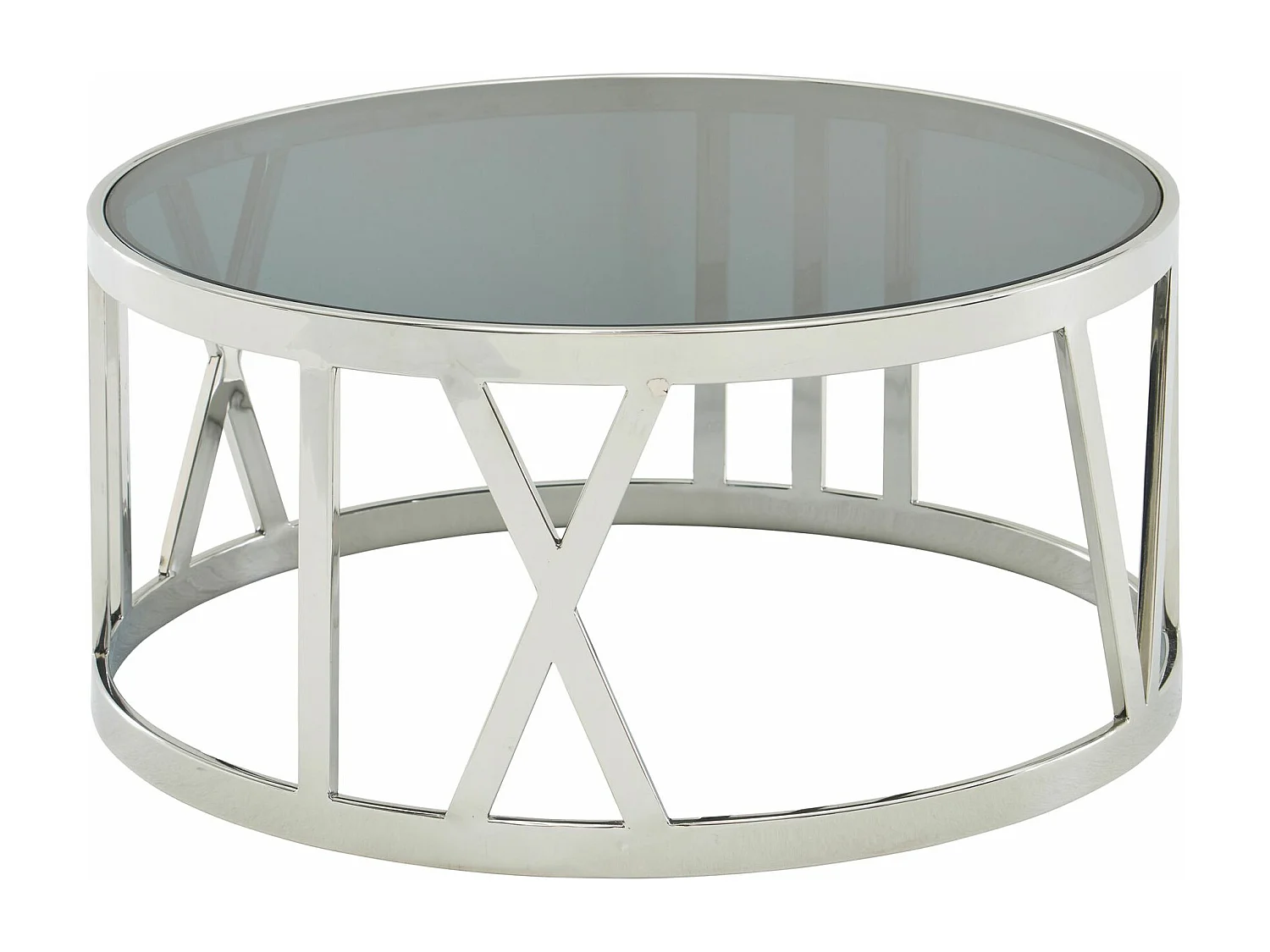 Koffietafel Glas en Metaal 60x60x30 cm Salontafel Zilver | Tafel Woonkamer Rond | Woonkamertafel Modern | Kleine Bijzettafel