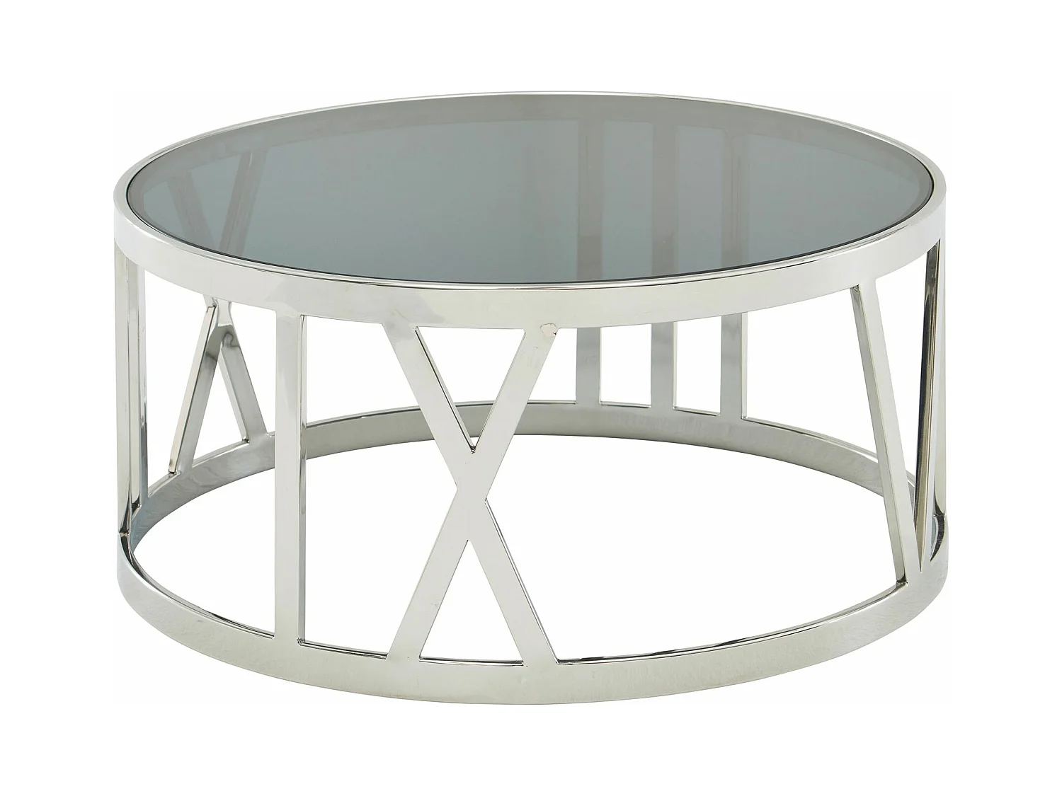 Table Basse de Salon Verre et Métal 60x60x30 cm Ronde Argent | Petite Table de Canapé | Design Table d'appoint Style Moderne