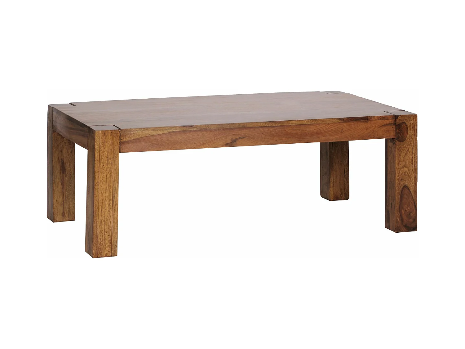 mesa de centro de madera maciza Sheesham 110cm sala de estar amplia mesa de estilo rústico marrón oscuro diseño de la tabla