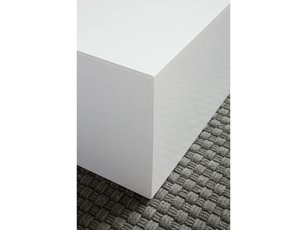 salontafel MONOBLOC 60 x 60 x 30 cm hoogglans MDF wit gelakt | Design woonkamertafel Cube vierkant | Lounge bijzettafel kubusvorm