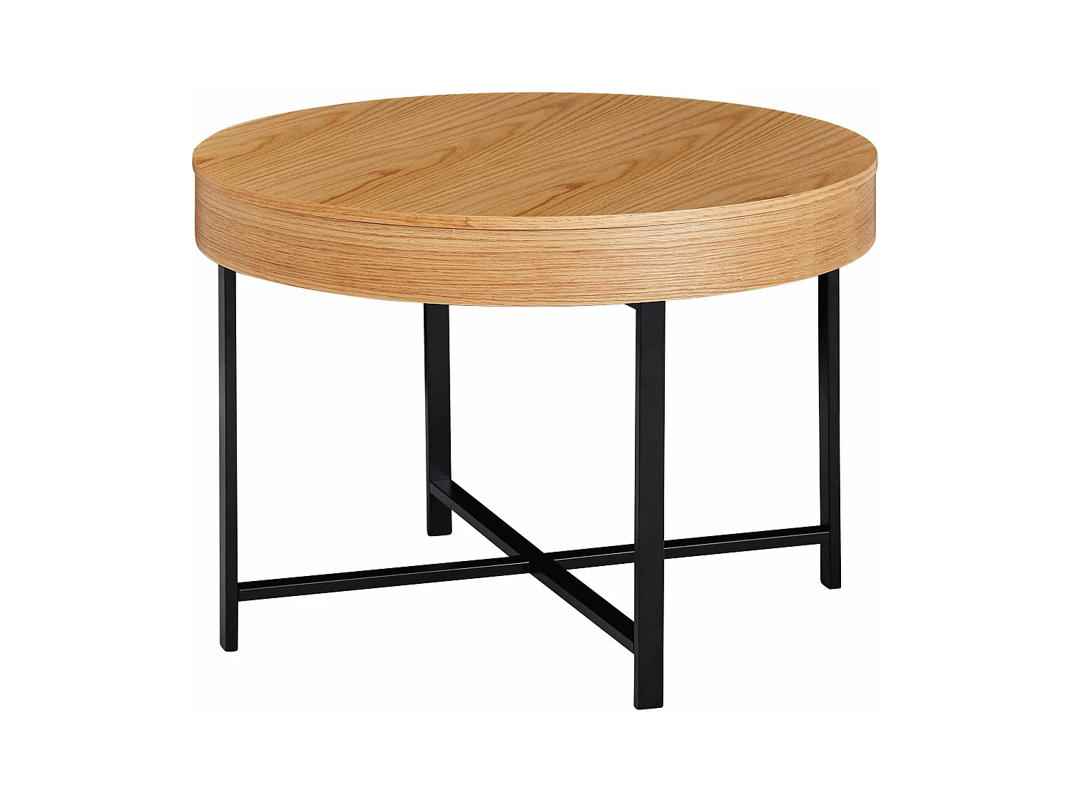 Basse Design  Ronde Ø 69 Cm Avec Table Aspect Chêne Avec Espace De Rangement Table De