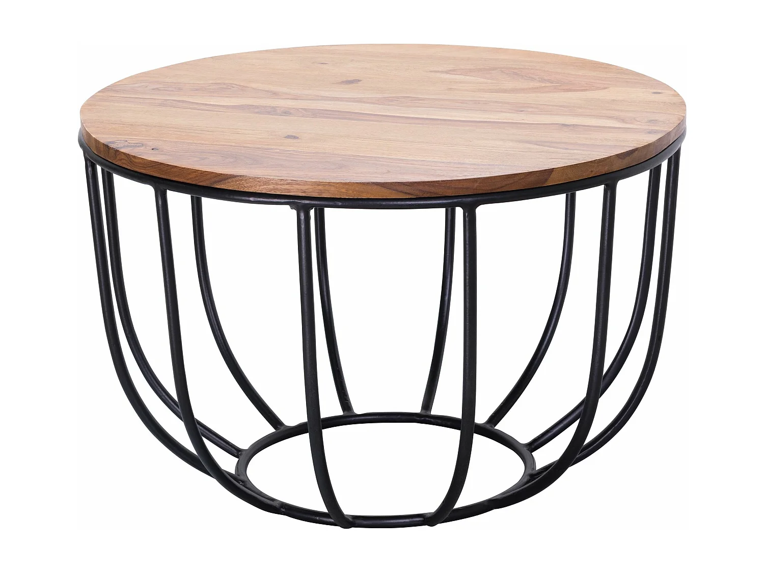 Table À Café  Manora 60X39X60 Cm Table En Osier En Bois Massif Solide / Métal En Bois