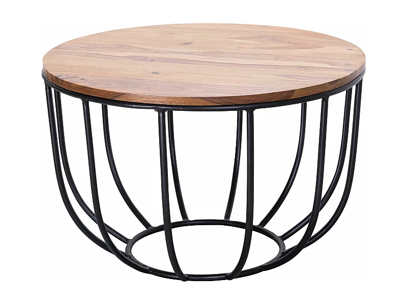 Table à café MANORA 60x39x60 cm Table en osier en bois massif / métal Sheesham | Table basse