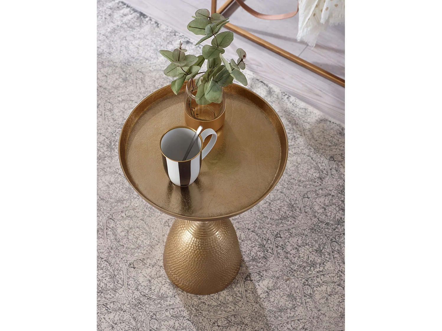 Table d'appoint Aluminium 33x33x53 cm Table de Salon Métal Or | Petite Table de Canapé Ronde Haute