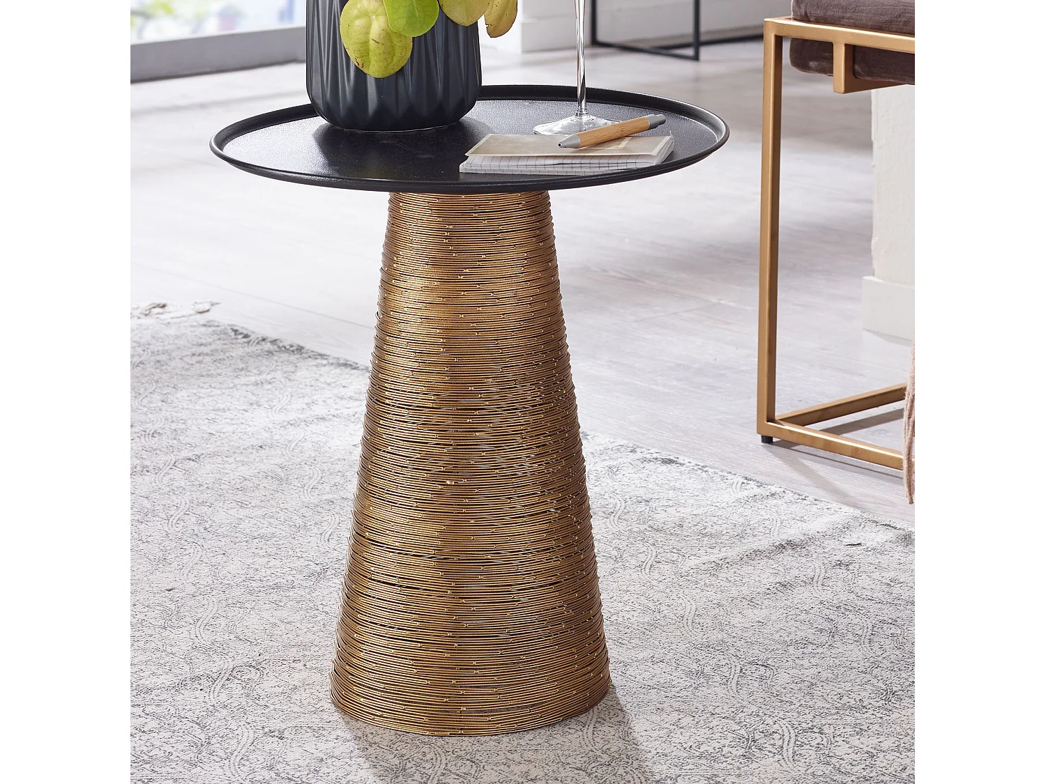 Table d'appoint Aluminium 40x40x45 cm Table de Salon Métal Or | Petite Table de Canapé Ronde Haute