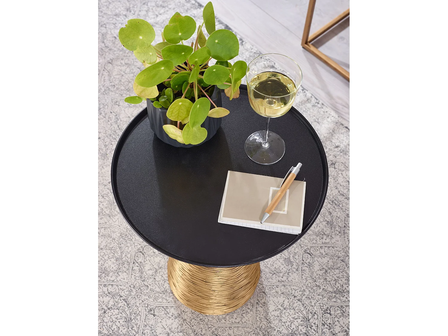 Table d'appoint Aluminium 40x40x45 cm Table de Salon Métal Or | Petite Table de Canapé Ronde Haute