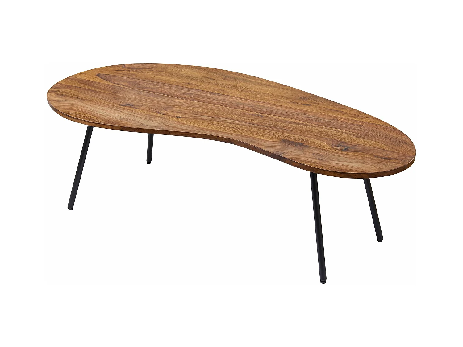 Table Basse Design Kasi 122X36X63 Cm En Bois De Sheesham Avec Pieds En Métal Noir | Table
