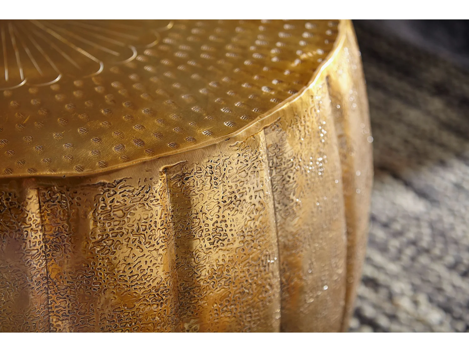 table basse JAMAL 60x36x60 cm aluminium table d'appoint or oriental rond | Table basse plate en