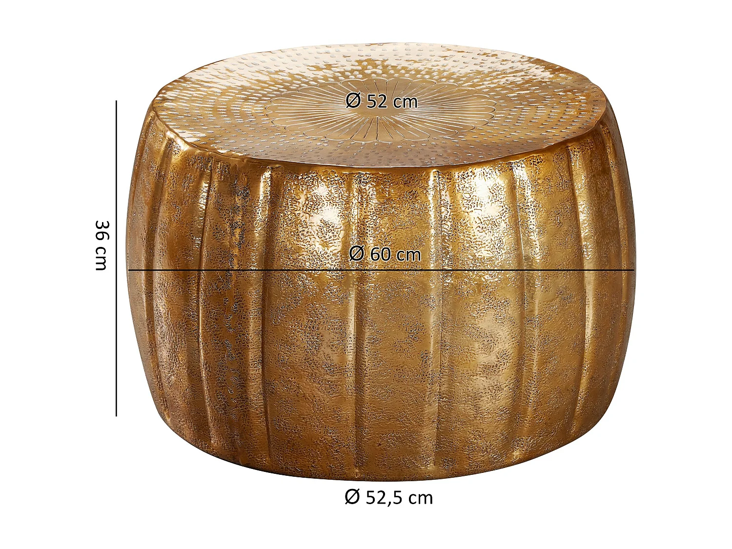 tavolino JAMAL 60x36x60 cm alluminio dorato tavolino orientale rotondo | tavolino piatto metallo | tavolino design moderno | tavolino lounge tavolino