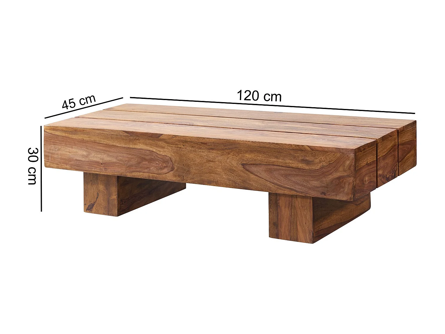 mesa de centro LUCCA madera maciza sheesham 120 cm de ancho mesa de salón de diseño mesa auxiliar estilo rústico marrón oscuro