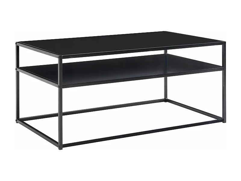 Tavolino da caffè in metallo 100x60x45 cm Tavolino rettangolare nero con portaoggetti | Tavolo Soggiorno Industriale | Tavolino basso Tavolo Soggiorno