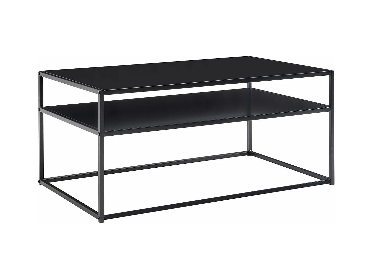 Table Basse de Salon Métal Noir 100x60x45 cm Rectangulaire Industriel | Petite Table de Canapé avec Rangement | Design Table d'appoint