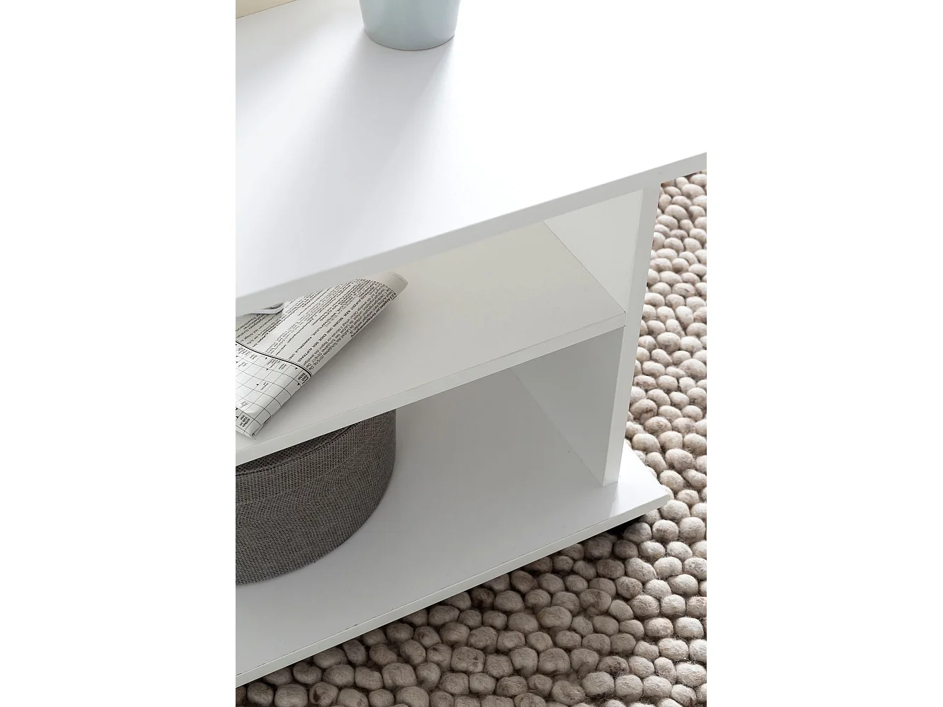 Design salontafel WL5.738 95 x 51 x 54,5 cm Wit Draaibaar met wielen | Salontafel Koffietafel
