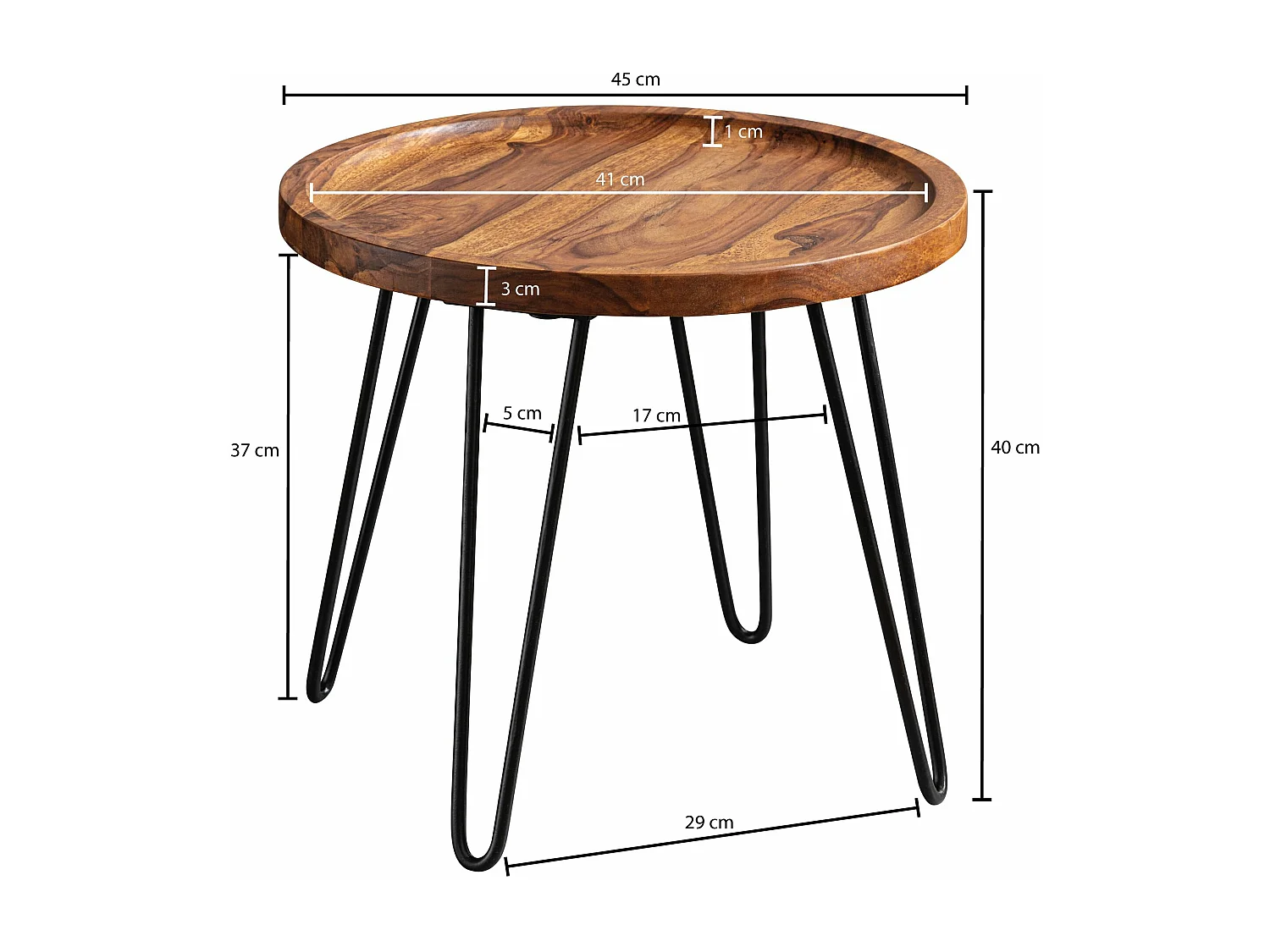 table basse  table de salon en bois massif 45x40x45 cm ronde | Table basse avec pieds en épingle à cheveux Table basse en bois et métal