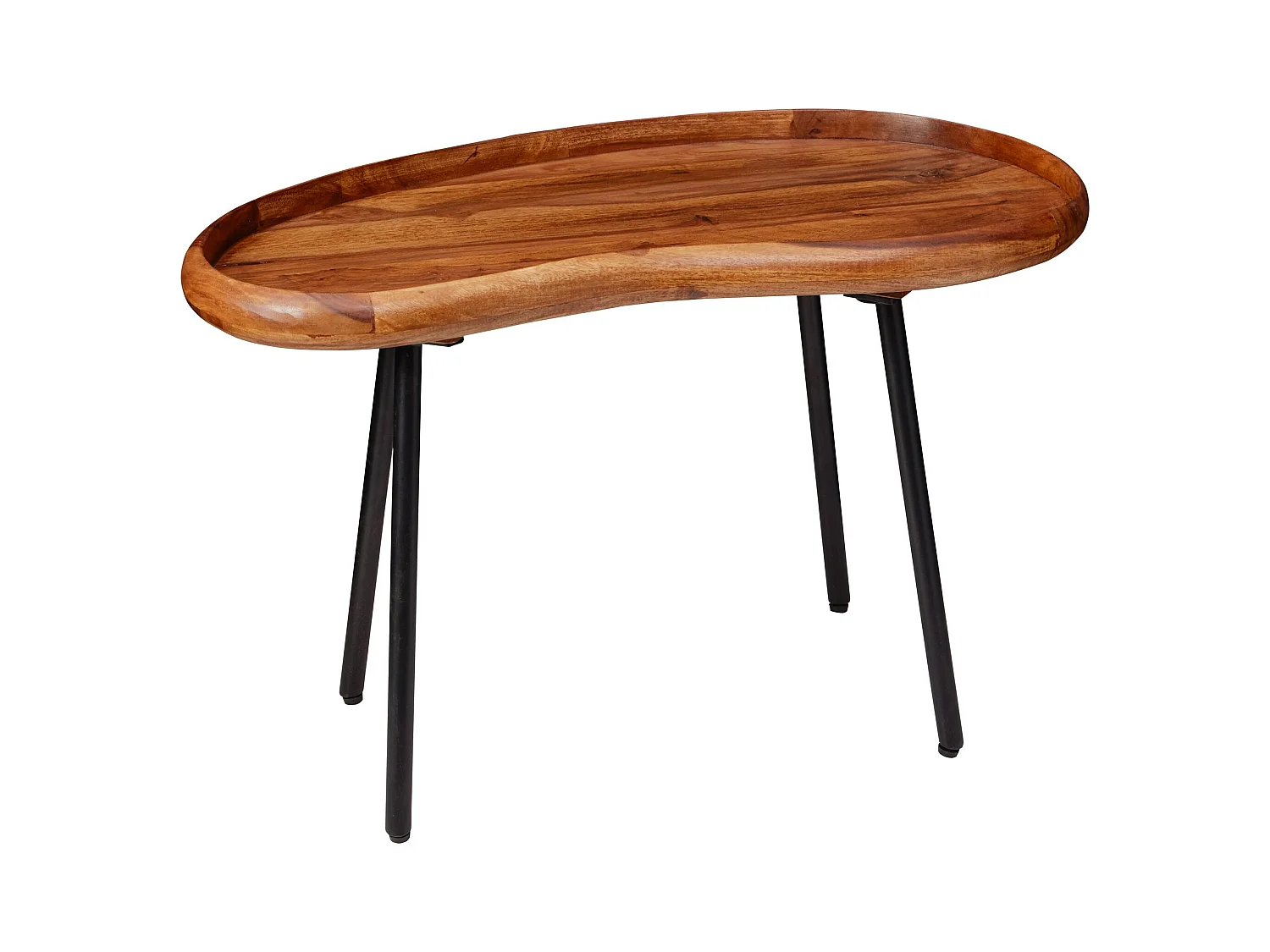 Table Basse Wl5.670 71X42X40 Cm Table De Canapé En Bois De Sheesham En Forme De Rein Avec