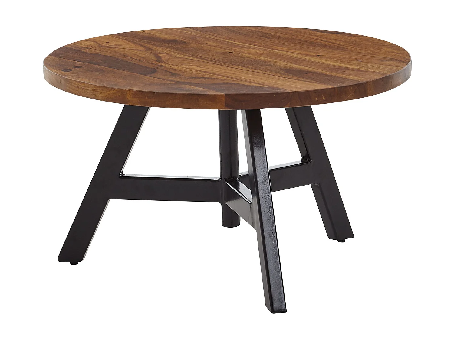 table basse 60x60x35 cm table basse en bois de sheesham massif / métal ronde | Table de salon