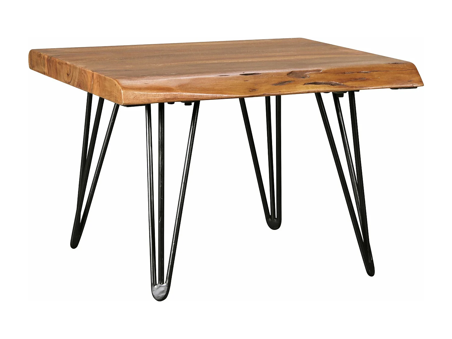 table basse design MAHILO table en bois massif avec 56x38x51 cm Wane | table en bois Sheesham avec pieds en métal | Table de salon dans un style rustique
