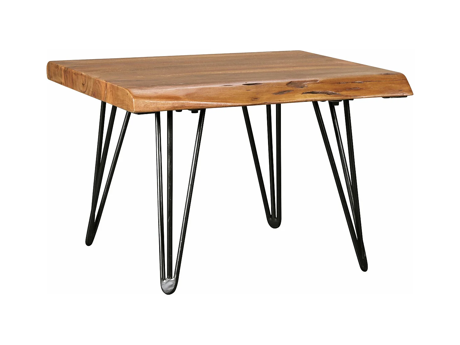 table basse design MAHILO table en bois massif avec 56x38x51 cm Wane | table en bois Sheesham avec pieds en métal | Table de salon dans un style rustique