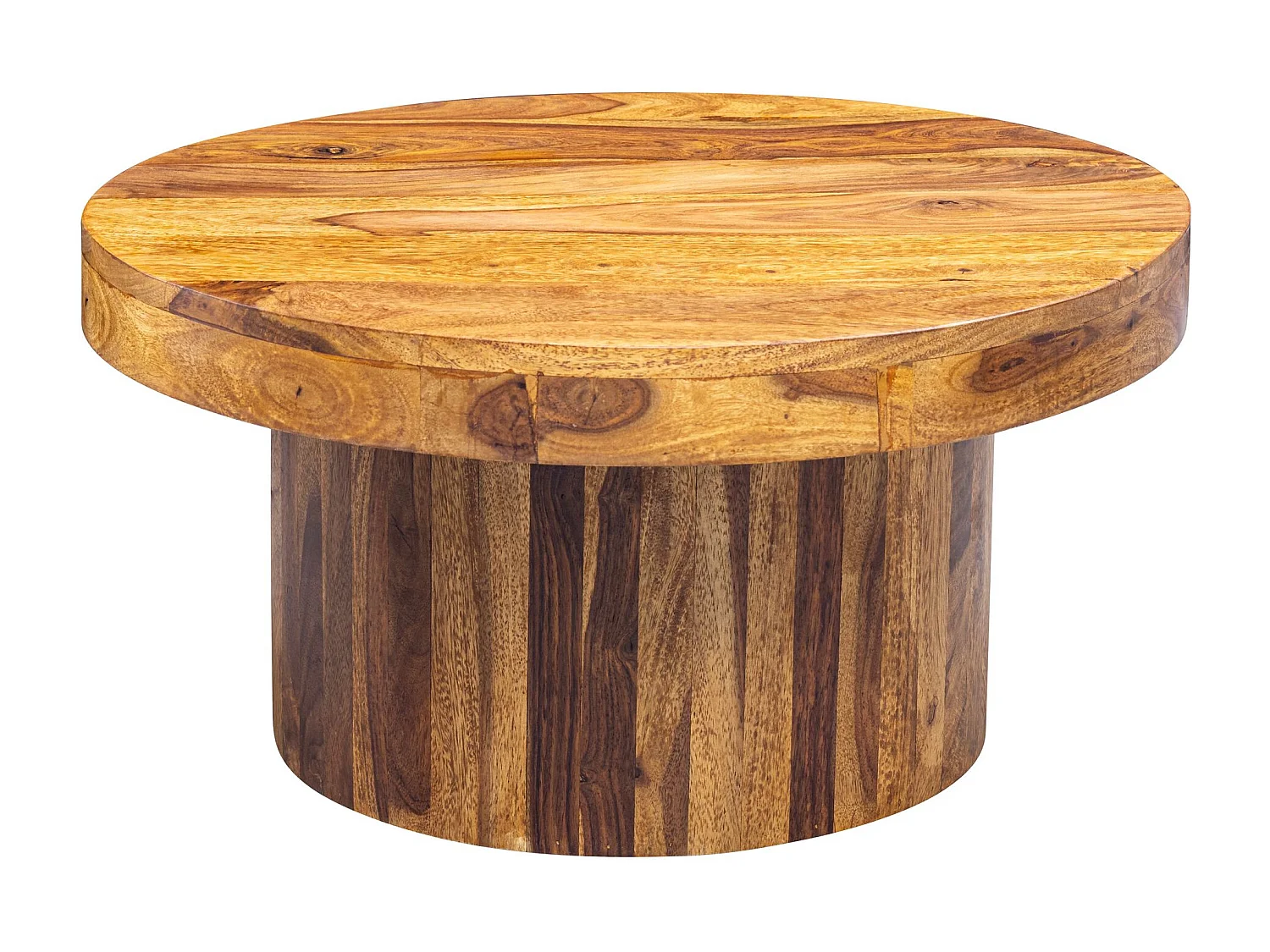 Tavolino 60x30x60 cm Tavolino in legno massiccio di sheesham | Tavolino da salotto di design rotondo | Tavolino marrone | Tavolo da salotto