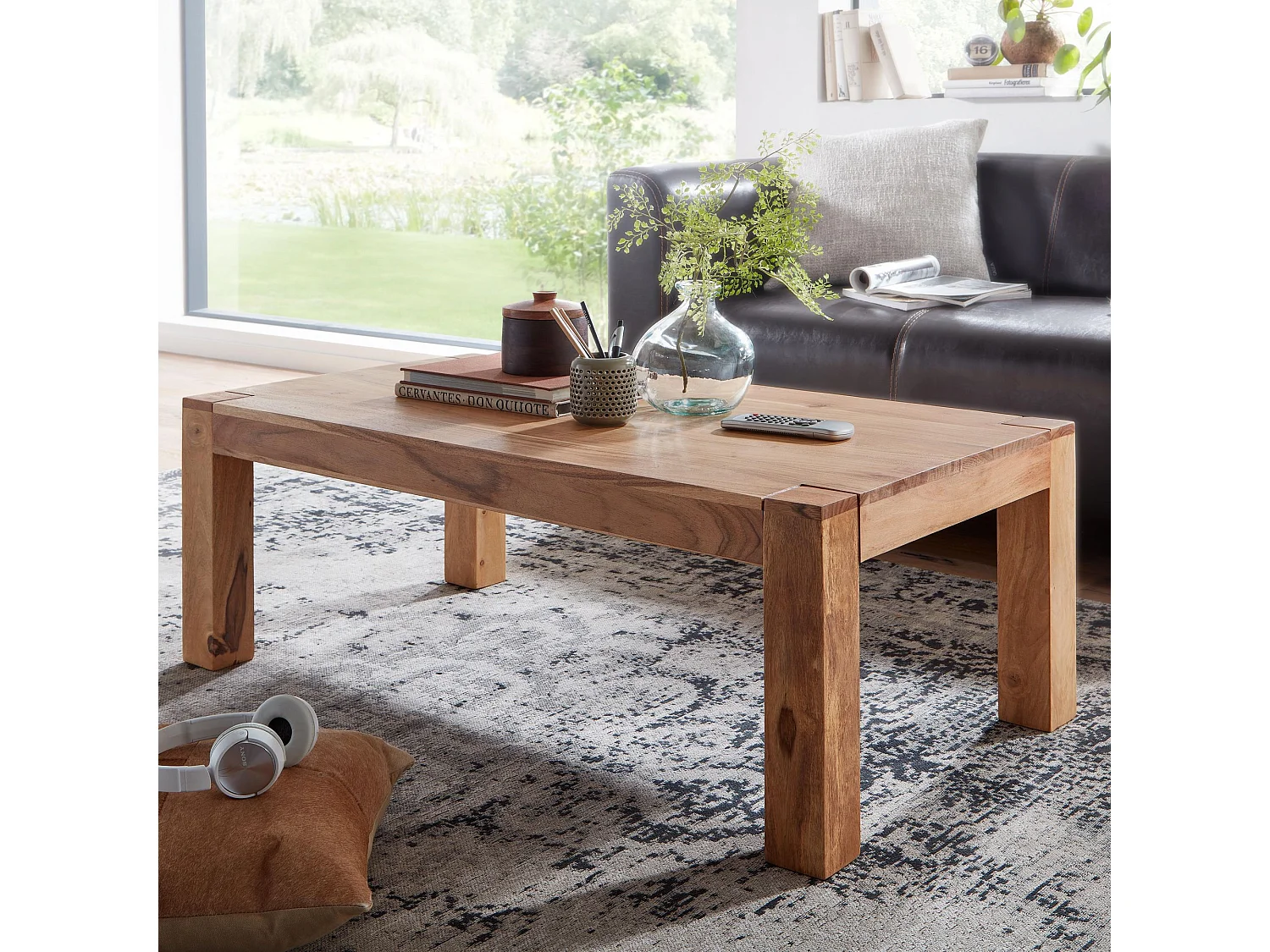 table basse MUMBAI en bois massif d'acacia 110 cm de large table de salon design produit naturel