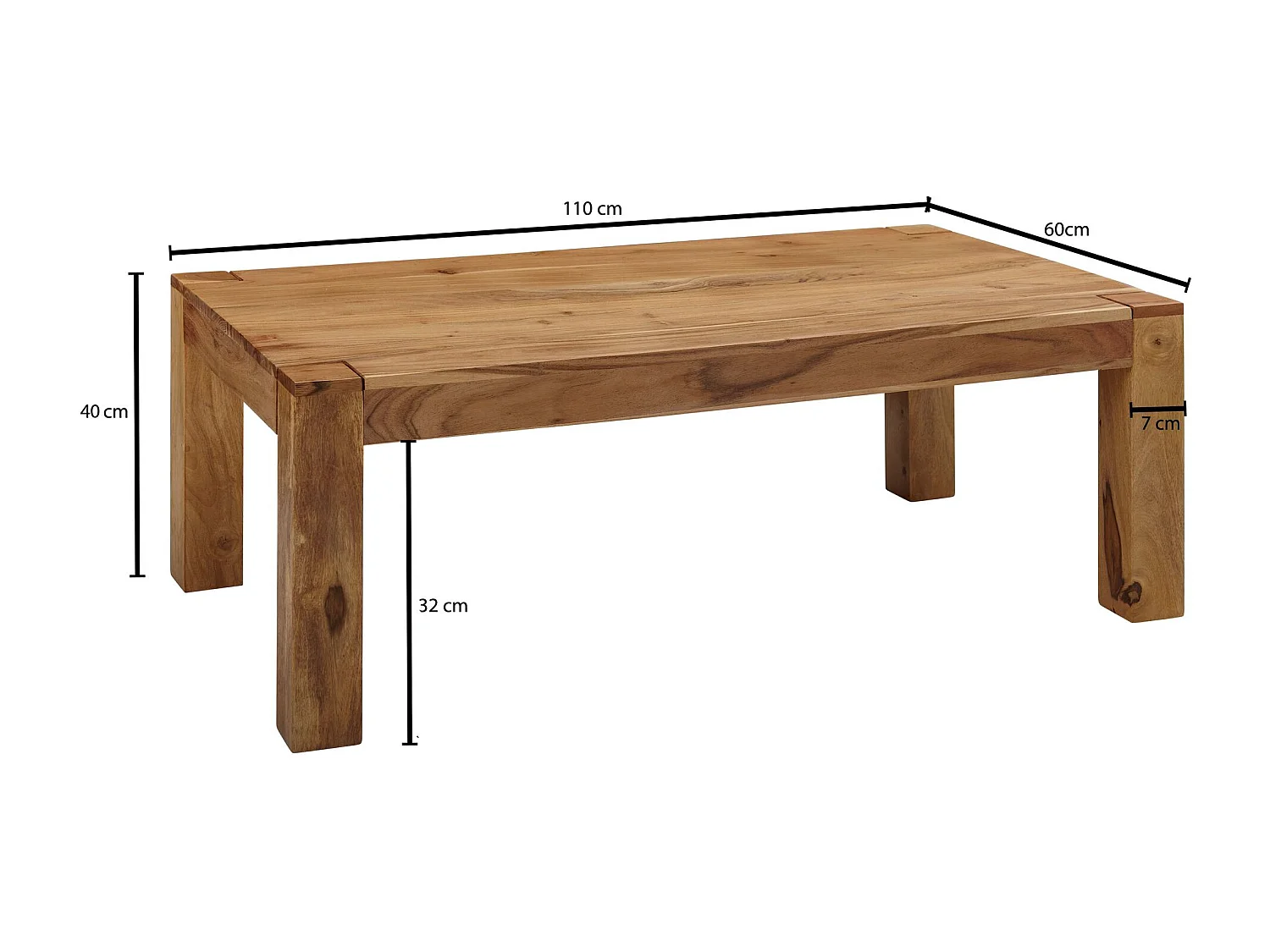 Couchtisch MUMBAI Massiv-Holz Akazie 110 cm breit