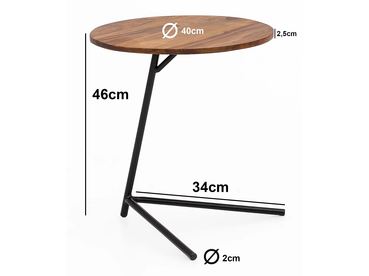 Bijzettafel salontafel sheesham hout metalen bank tafel woonkamer tafel
