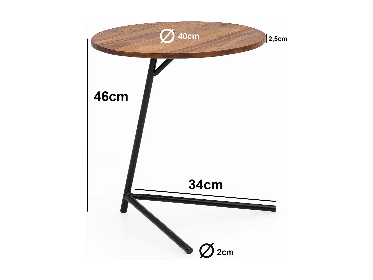 Bijzettafel salontafel sheesham hout metalen bank tafel woonkamer tafel