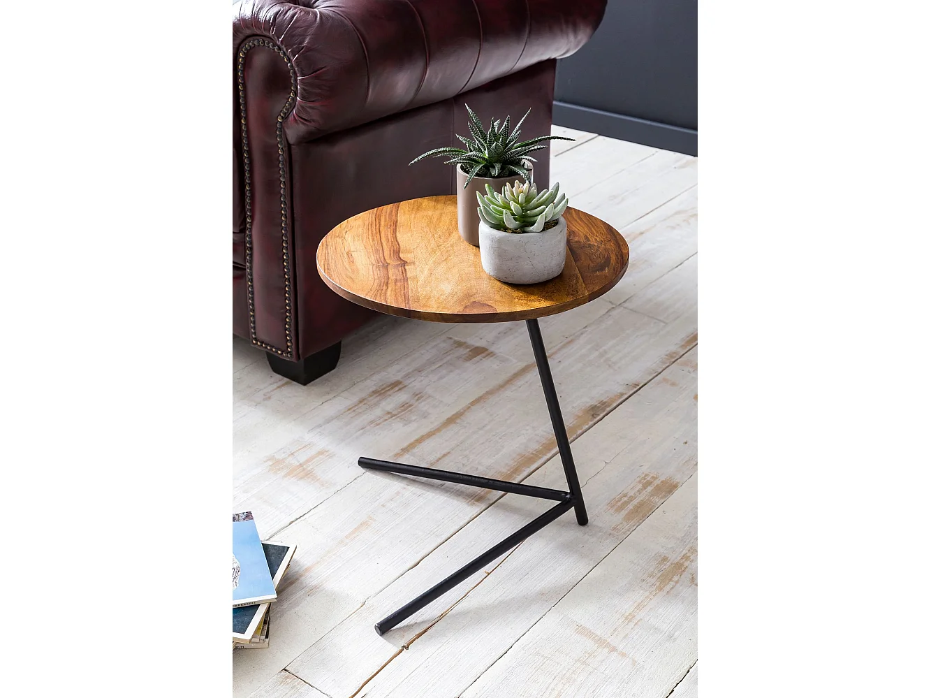 Bijzettafel salontafel sheesham hout metalen bank tafel woonkamer tafel