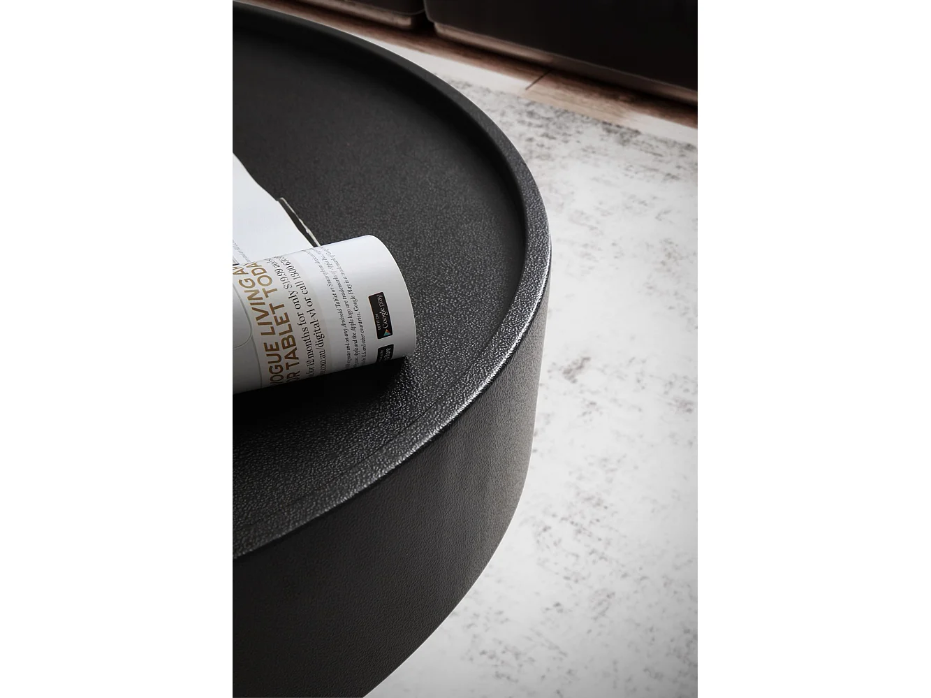 table basse 60x60x36 cm métal noir table de canapé ronde, table de salon en forme de champignon, table basse design en fer, petite table d'appoint salon moderne