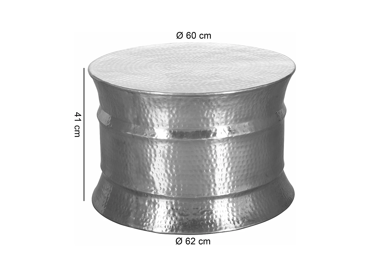 Table Basse De  Karam 62X41X62Cm Aluminium Table D'Appoint En Argent Oriental Rond |