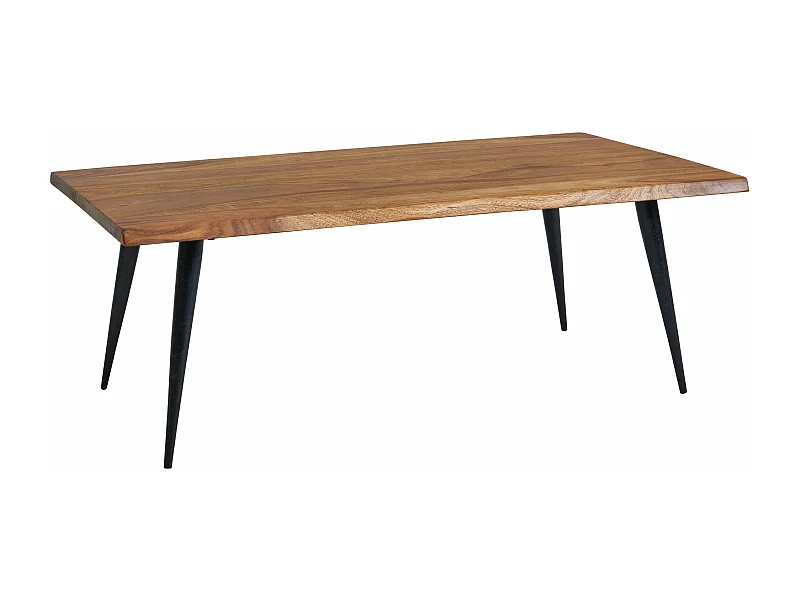 Table Basse de Salon Sheesham Bois Massif et Métal 110x60x40 cm Rectangulaire | Grande Table de