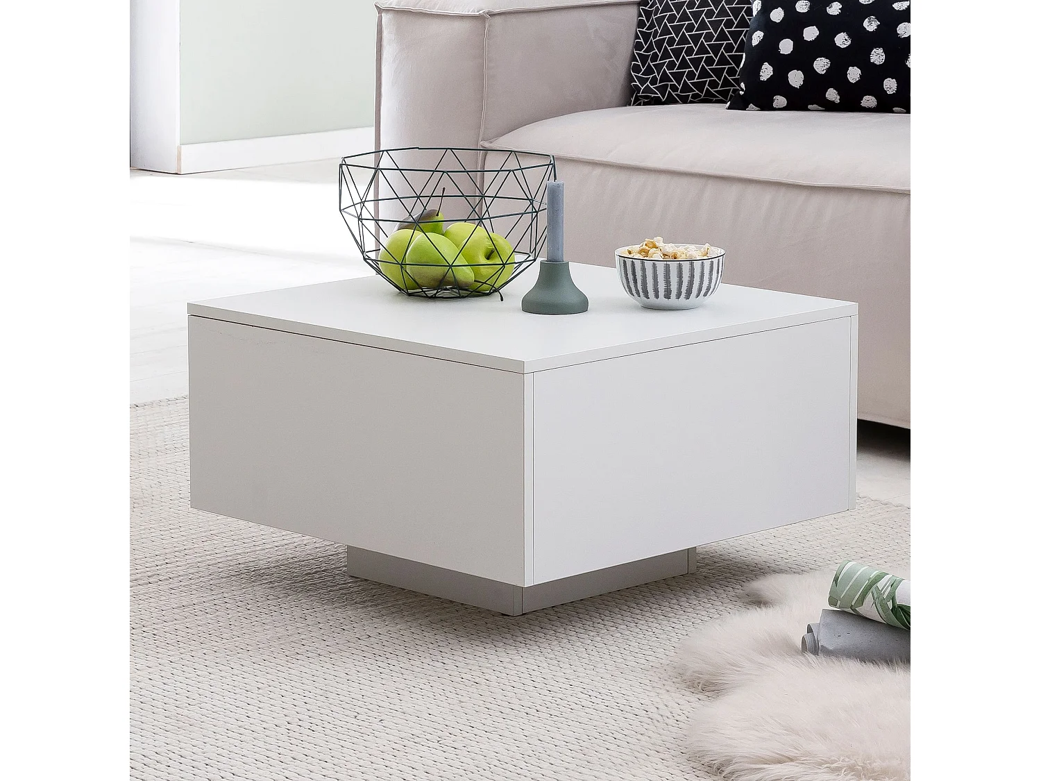 Tavolino WL5.832 legno 60 x 60 x 35,5 cm truciolato | Tavolino moderno | Tavolino quadrato bianco | Tavolino di design | Tavolino bianco da salotto