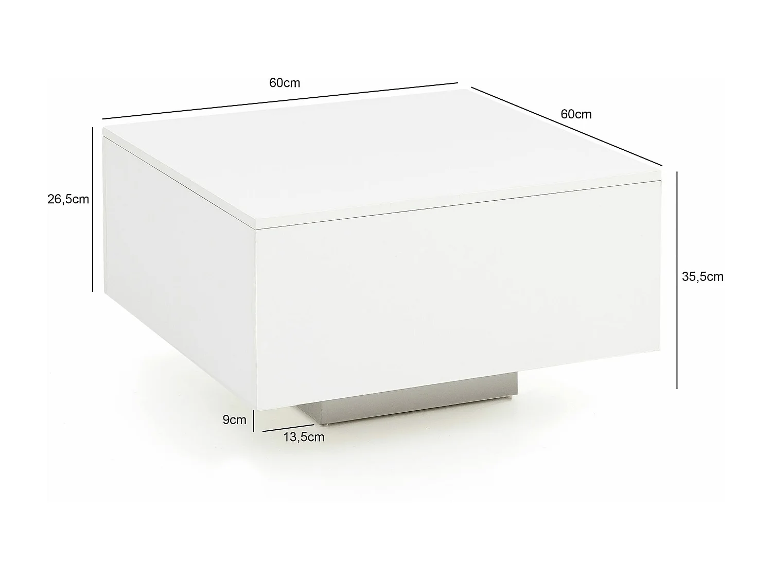 Tavolino WL5.832 legno 60 x 60 x 35,5 cm truciolato | Tavolino moderno | Tavolino quadrato bianco | Tavolino di design | Tavolino bianco da salotto