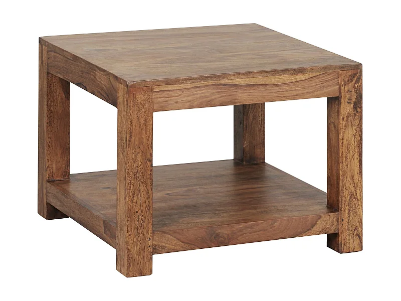 mesa de centro MUMBAI madera maciza Sheesham 60 x 60 cm mesa de salón diseño marrón oscuro estilo rústico mesa auxiliar