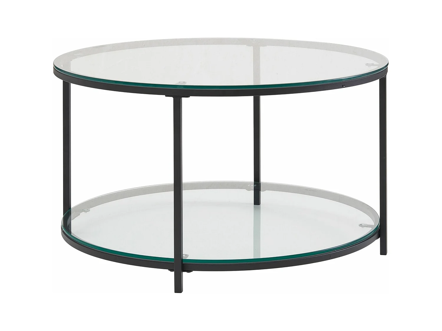 Koffietafel Glazen en Metaal 80x80x45 cm Ronde Salontafel | Tafel Woonkamer Moderne met Opbergruimte | Lage Bijzettafel Woonkamertafel