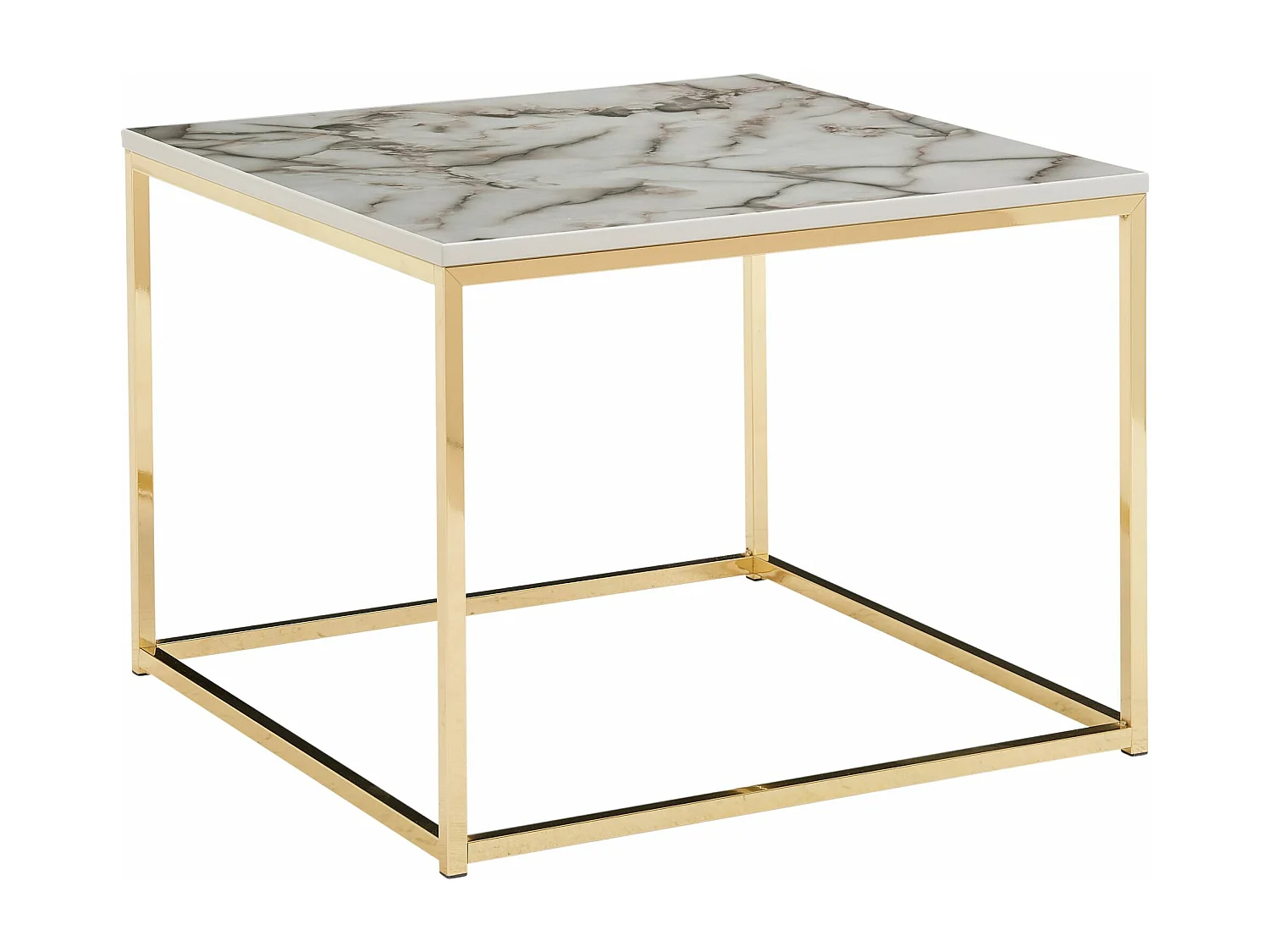 Tavolino da caffè 60x60x45 cm con aspetto marmoreo Tavolino quadrato bianco/oro | Tavolo soggiorno moderno | Tavolino da salotto Tavolo soggiorno