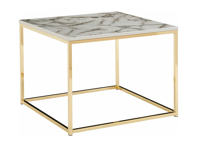Tavolino da caffè 60x60x45 cm con aspetto marmoreo Tavolino quadrato bianco/oro | Tavolo soggiorno moderno | Tavolino da salotto Tavolo soggiorno