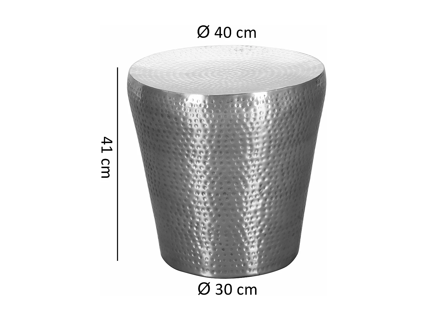 table d'appoint VIKRAM 41x41x41cm table en aluminium argent oriental rond | Petite Hammerschlag